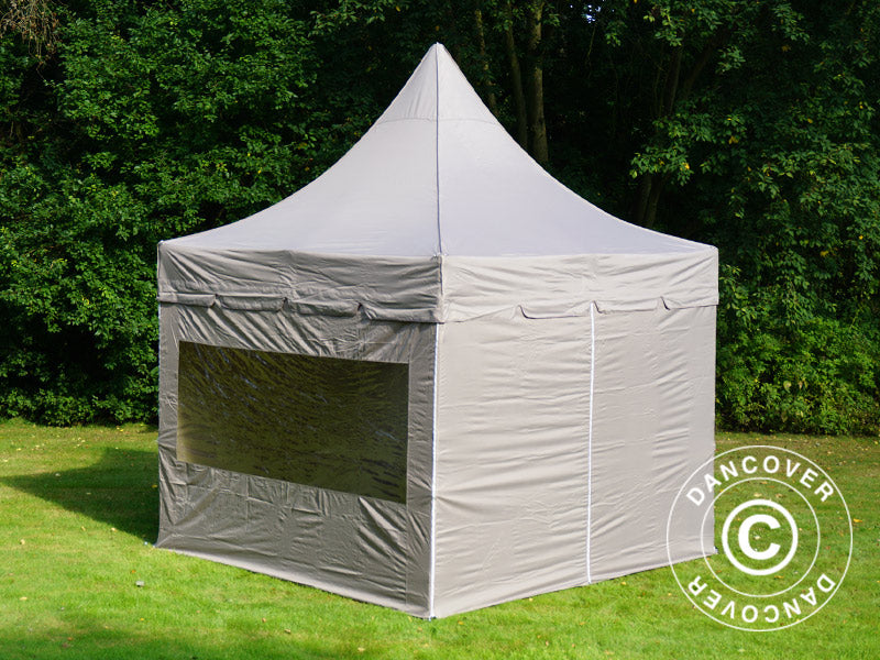 Foldetelt FleXtents PRO Peak Pagoda 3x3m Latte, inkl. 4 sider