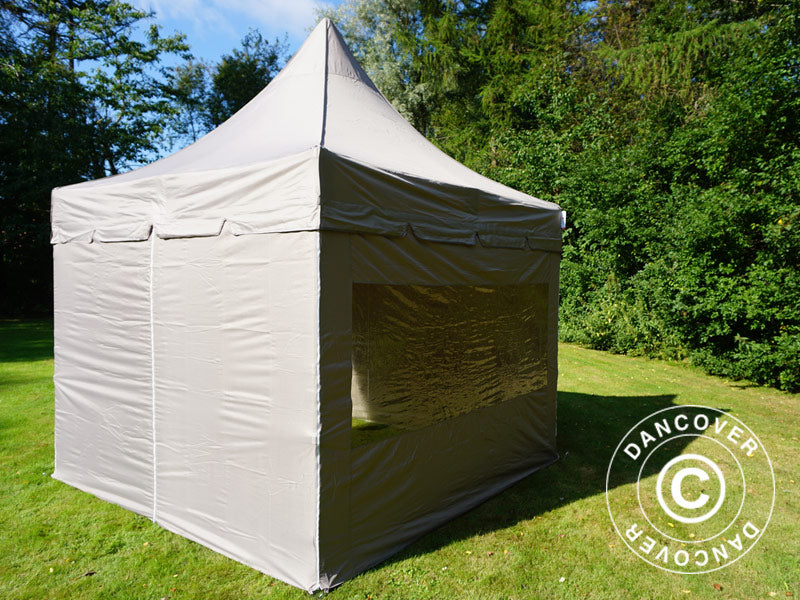 Foldetelt FleXtents PRO Peak Pagoda 3x3m Latte, inkl. 4 sider
