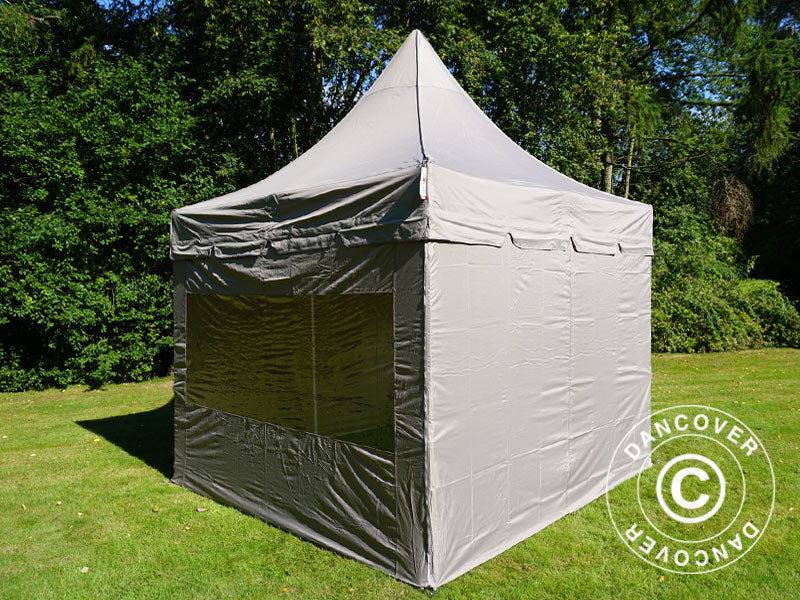 Foldetelt FleXtents PRO Peak Pagoda 3x3m Latte, inkl. 4 sider