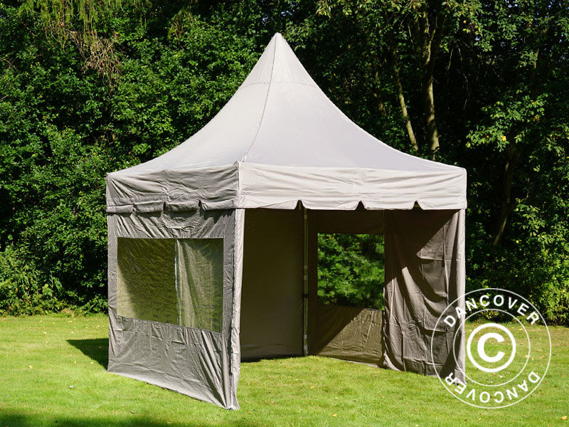 Foldetelt FleXtents PRO Peak Pagoda 3x3m Latte, inkl. 4 sider