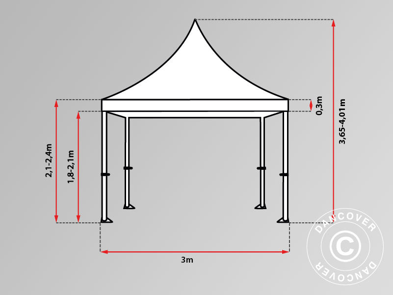 Foldetelt FleXtents PRO Peak Pagoda 3x3m Latte, inkl. 4 sider