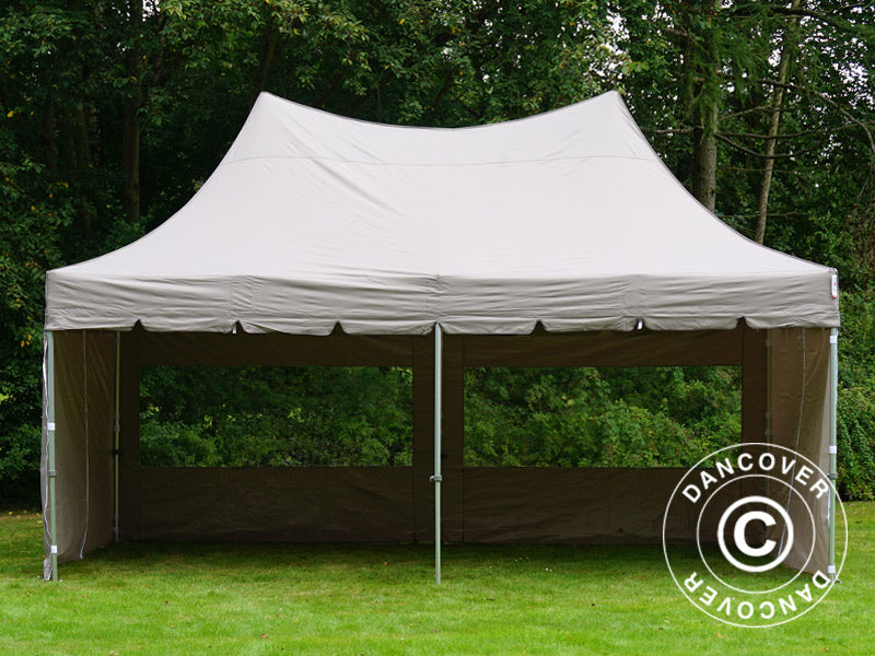 Foldetelt FleXtents PRO Peak Pagoda 3x6m Latte, inkl. 6 sider