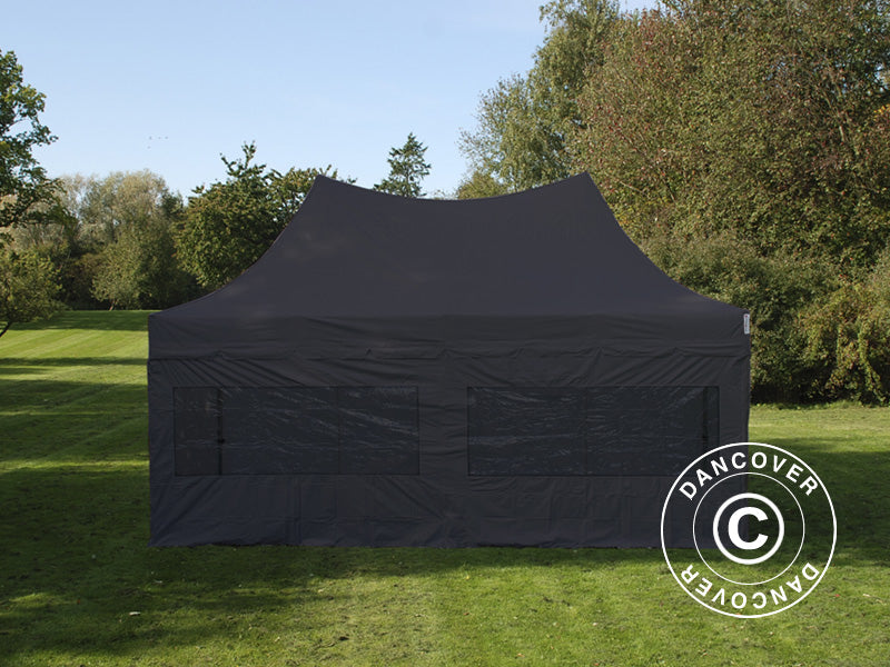 Foldetelt FleXtents PRO Peak Pagoda 3x6m Sort, Inkl. 6 sider