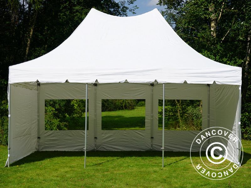 Foldetelt FleXtents PRO Peak Pagoda 4x6m Hvid, inkl. 8 sider