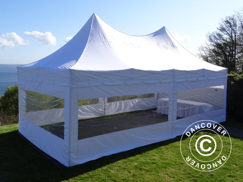 Foldetelt FleXtents PRO Peak Pagoda 4x8m Hvid, inkl. 6 sider