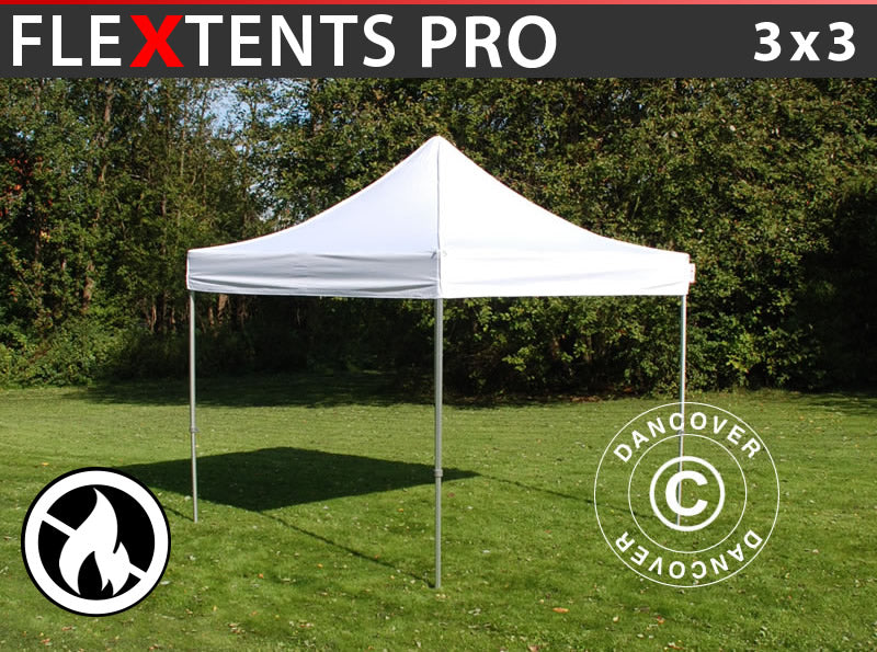Foldetelt FleXtents PRO 3x3m Hvid, Brandhæmmende