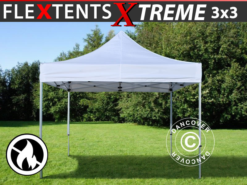 Foldetelt FleXtents Xtreme 50 3x3m Hvid, Brandhæmmende