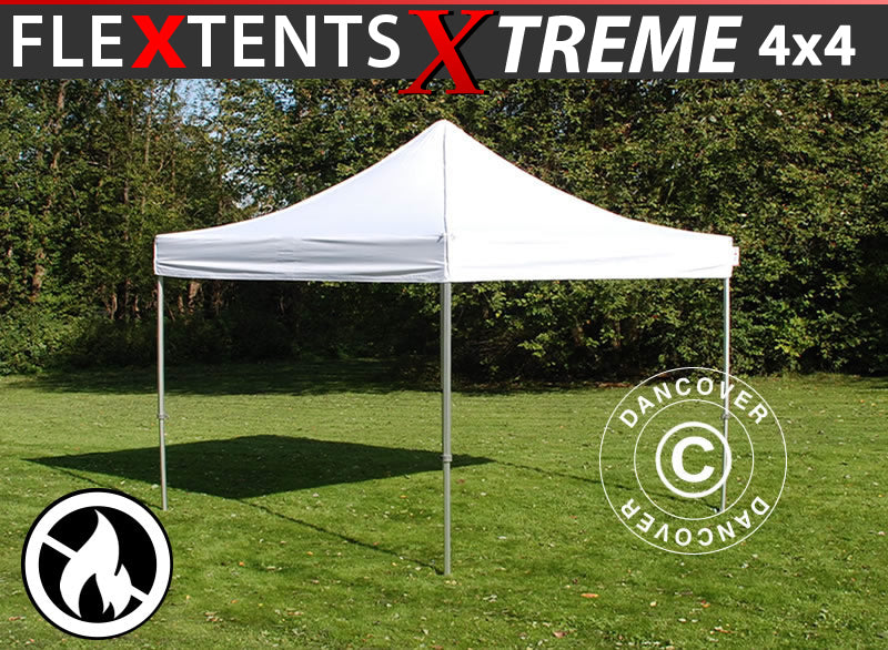 Foldetelt FleXtents Xtreme 50 4x4m Hvid, Brandhæmmende