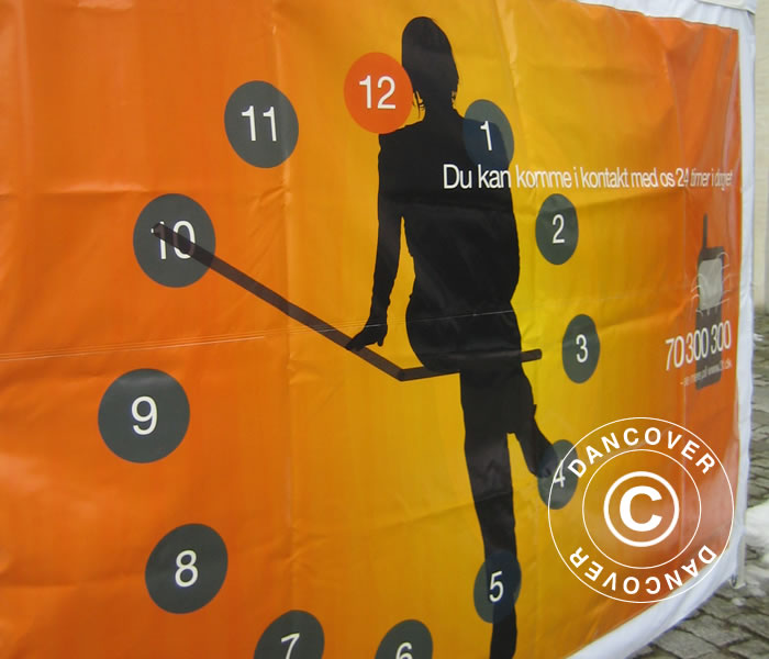 Foldetelt FleXtents PRO med fuldt digitalt print, 4x4m, inkl. 4 sidevægge