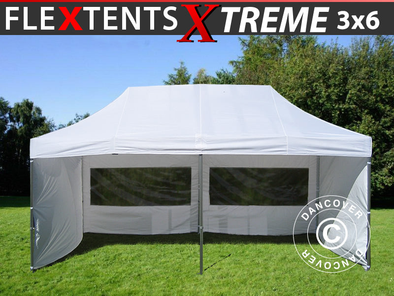 Foldetelt FleXtents Xtreme 60 3x6m Hvid, inkl. 6 sider