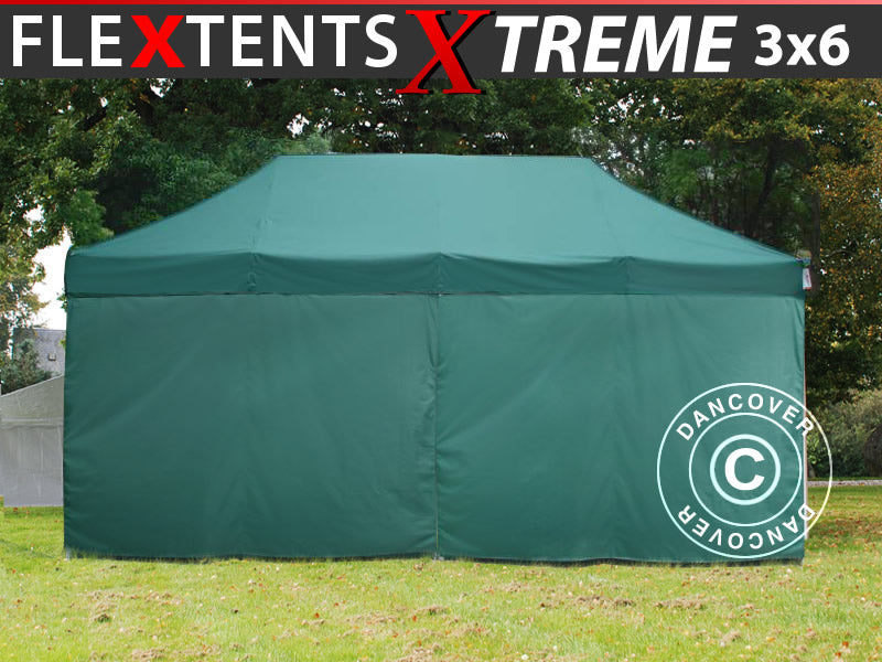 Foldetelt FleXtents Xtreme 60 3x6m Grøn, inkl. 6 sider