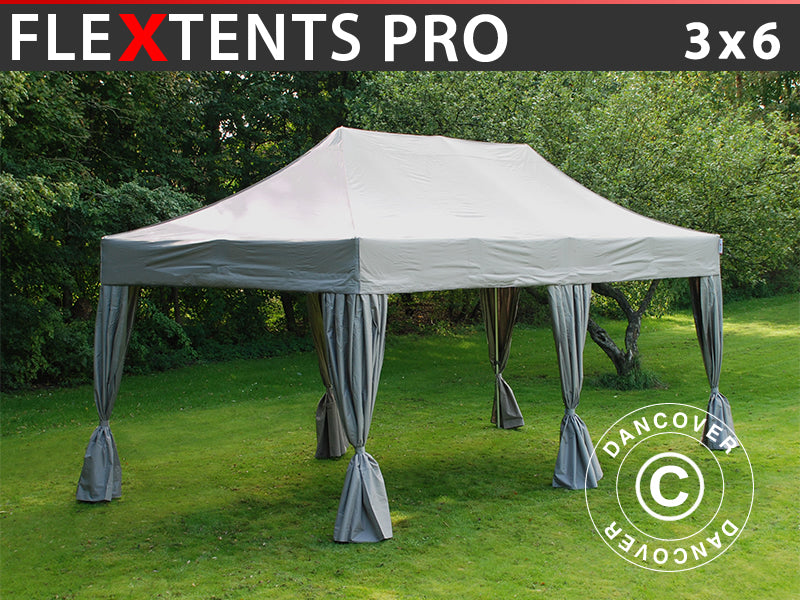 Foldetelt FleXtents PRO 3x6m Latte, inkl. 6 pyntegardiner