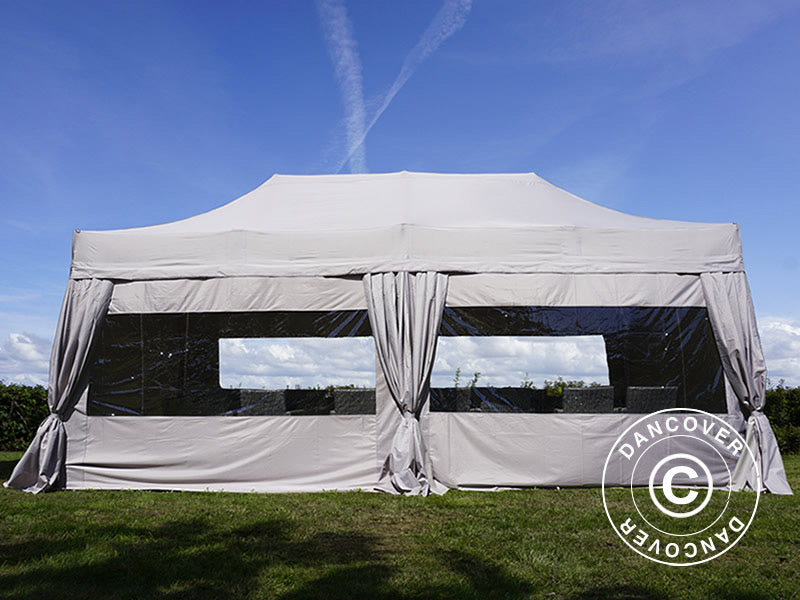Foldetelt FleXtents PRO 3x6m Latte, inkl. 6 sider & pyntegardiner
