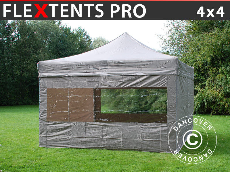 Foldetelt FleXtents PRO 4x4m Latte, inkl. 4 sider
