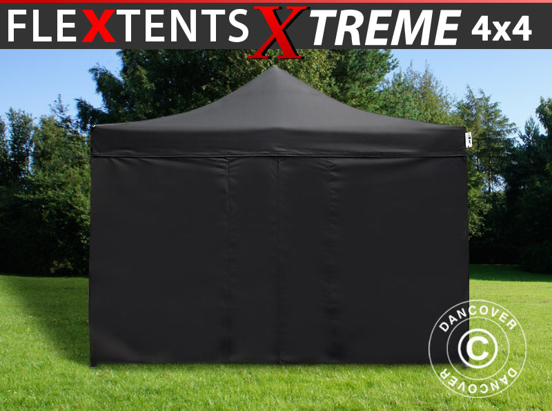 Foldetelt FleXtents Xtreme 60 4x4m Sort, inkl. 4 sider