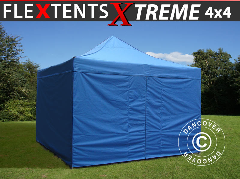Foldetelt FleXtents Xtreme 60 4x4m Blå, inkl. 4 sider