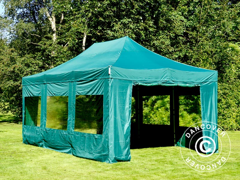 Foldetelt FleXtents PRO 4x6m Grøn, inkl. 8 sider