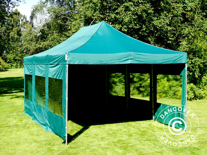Foldetelt FleXtents PRO 4x6m Grøn, inkl. 8 sider
