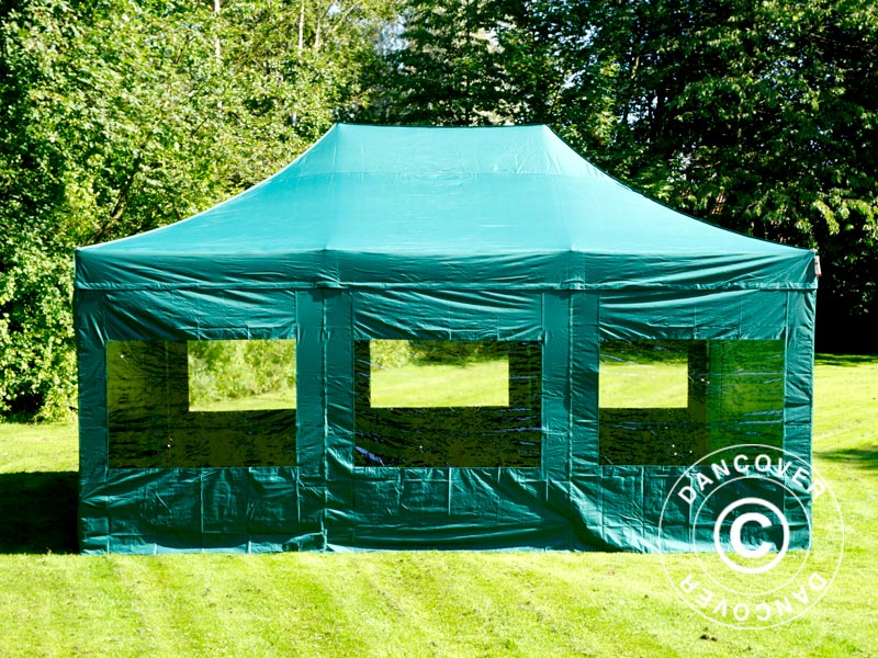 Foldetelt FleXtents PRO 4x6m Grøn, inkl. 8 sider