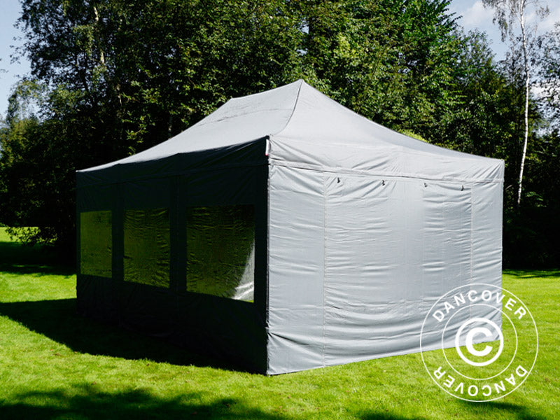 Foldetelt FleXtents PRO 4x6m Grå, inkl. 8 sider