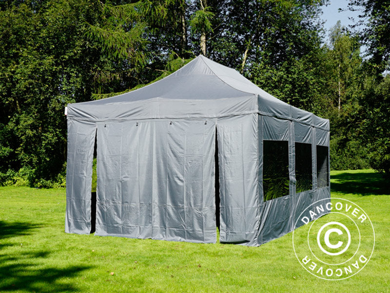 Foldetelt FleXtents Xtreme 50 4x6m Grå, inkl. 8 sider