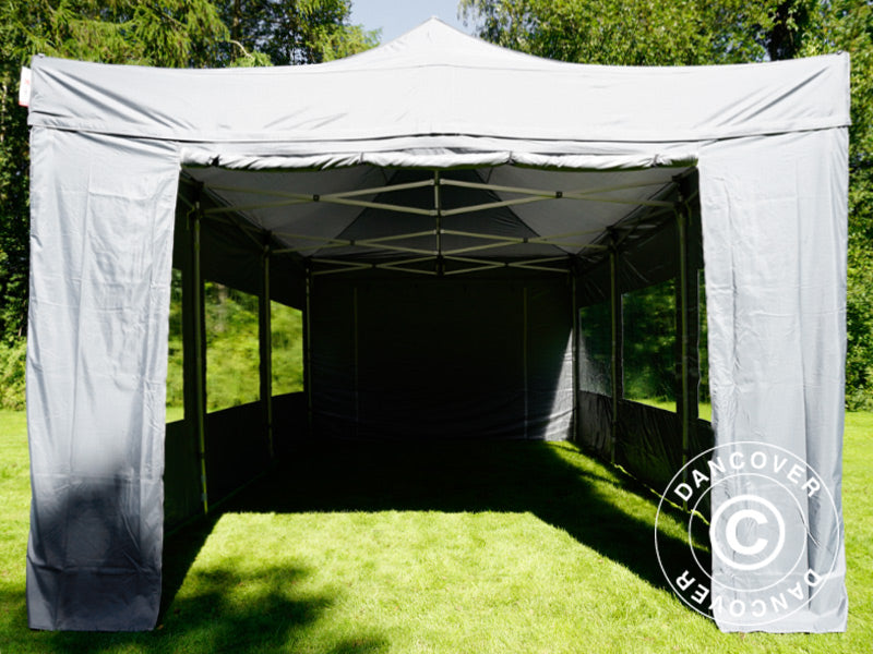 Foldetelt FleXtents Xtreme 50 4x6m Grå, inkl. 8 sider