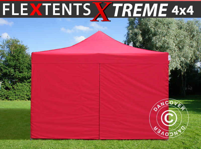 Foldetelt FleXtents Xtreme 60 4x4m Rød, inkl. 4 sider