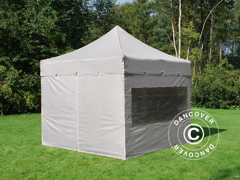 Foldetelt FleXtents PRO "Peaked" 4x4m Latte, inkl. 4 sider