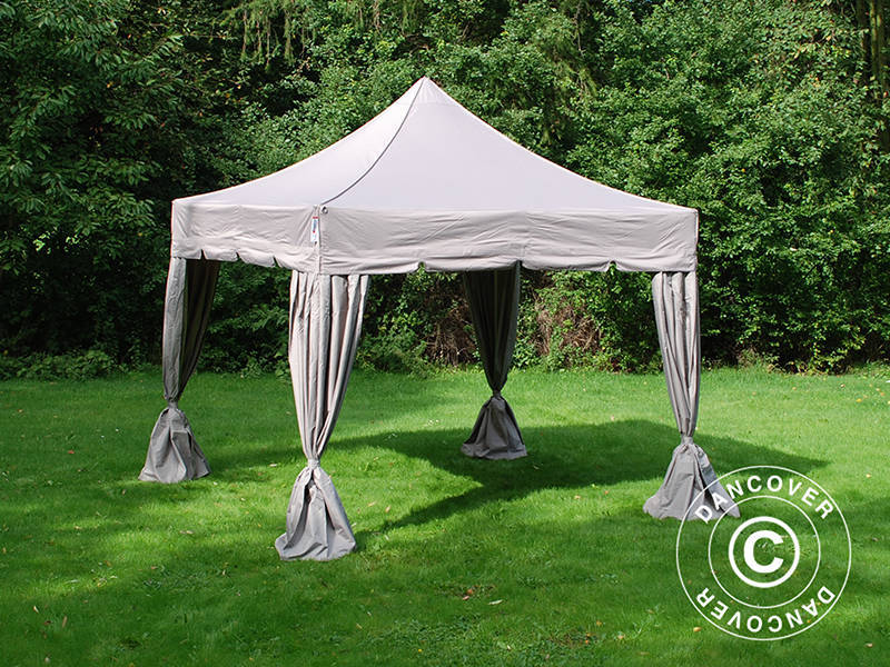 Foldetelt FleXtents PRO "Peaked" 4x4m Latte, inkl. 4 pyntegardiner