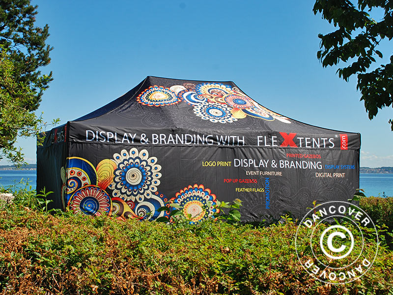 Foldetelt FleXtents Xtreme 50 med fuldt digitalt print, 3x6m, inkl. 4 sidevægge