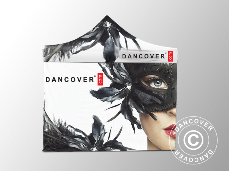 Foldetelt FleXtents Xtreme 50 med fuldt digitalt print, 4x4m, inkl. 4 sidevægge