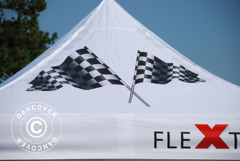 Foldetelt FleXtents Xtreme 50 med fuldt digitalt print, 4x4m, inkl. 4 sidevægge