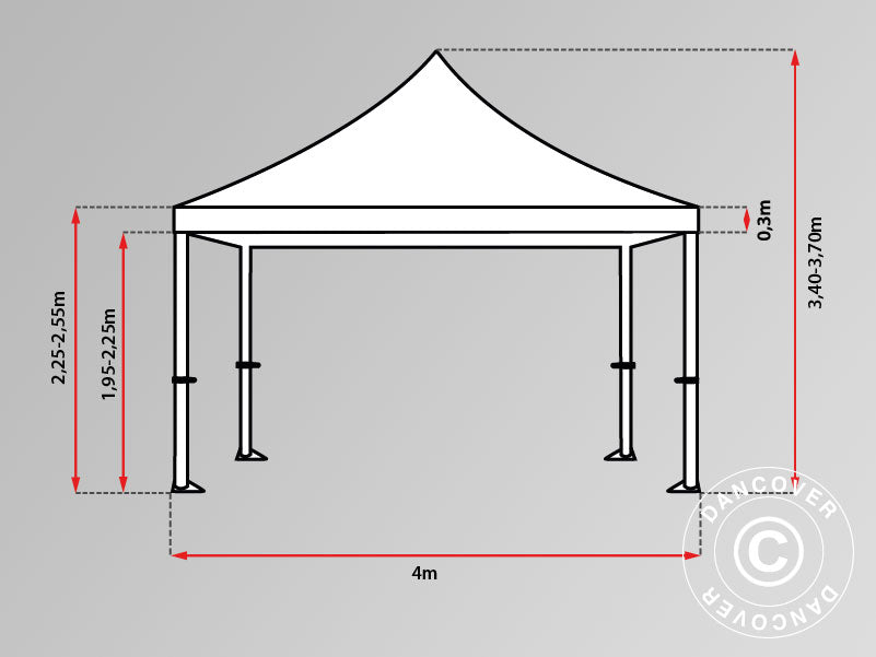 Foldetelt FleXtents Xtreme 50 4x4m Hvid, inkl. 4 sider