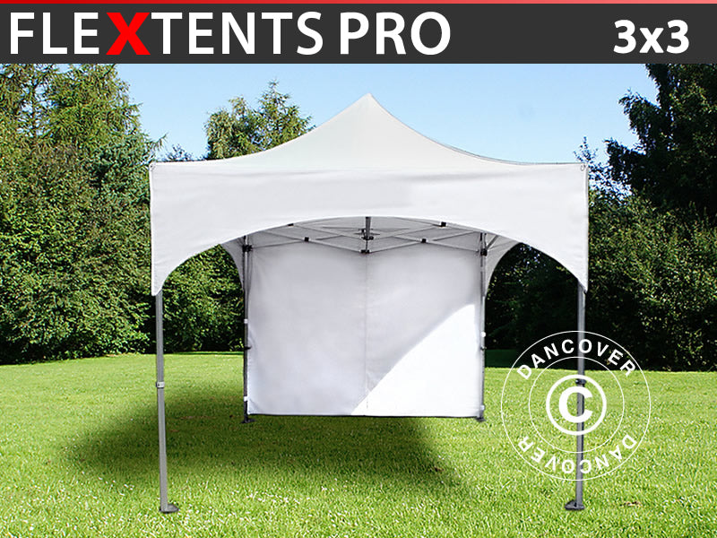 Foldetelt FleXtents PRO "Arched" 3x3m Hvid, inkl. 4 sider