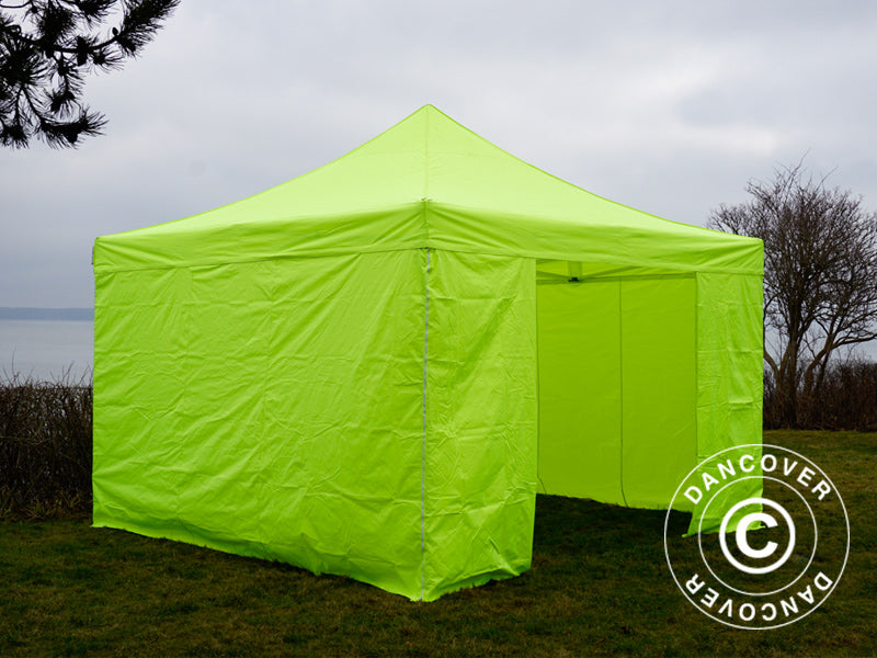 Foldetelt FleXtents PRO 4x4m Neongul/grøn, inkl. 4 sider