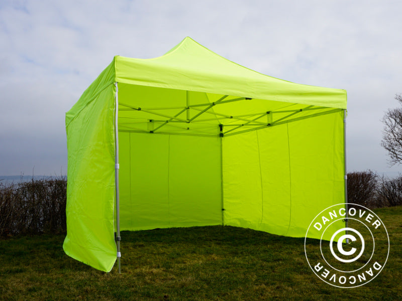 Foldetelt FleXtents PRO 4x4m Neongul/grøn, inkl. 4 sider