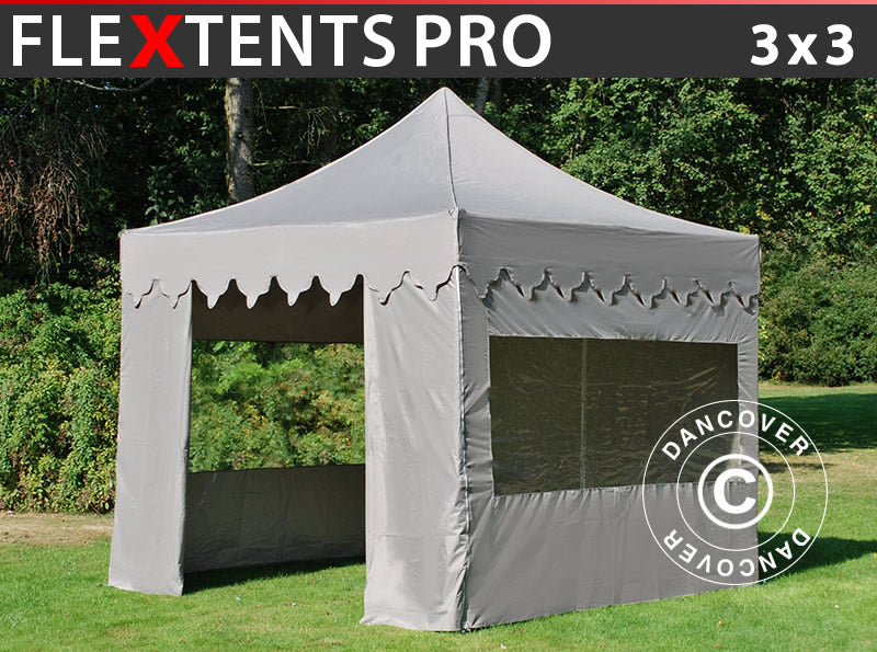 Foldetelt FleXtents PRO "Morocco" 3x3m Latte, inkl. 4 sider