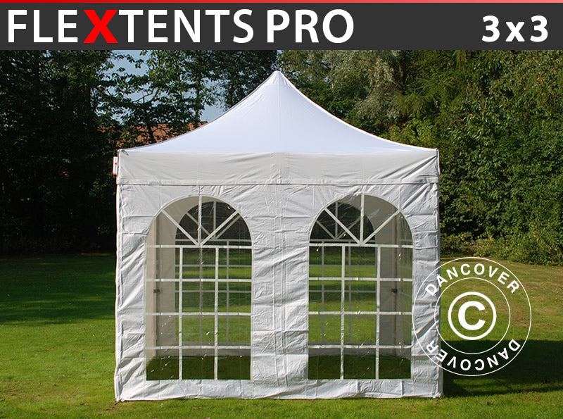 Foldetelt FleXtents PRO Vintage Style 3x3m Hvid, inkl. 4 sider