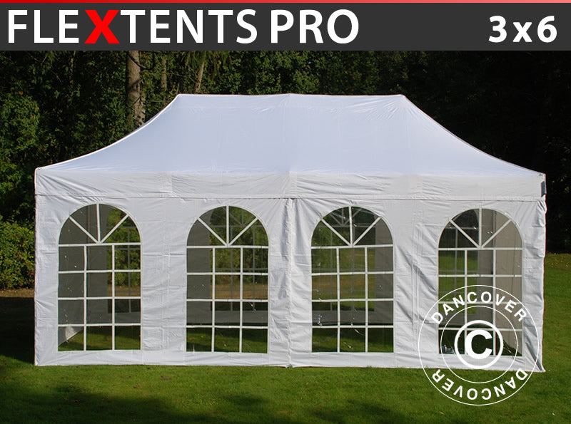 Foldetelt FleXtents PRO Vintage Style 3x6m Hvid, inkl. 6 sider