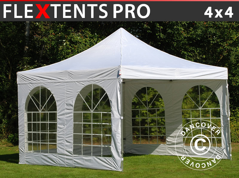Foldetelt FleXtents PRO Vintage Style 4x4m Hvid, inkl. 4 sider