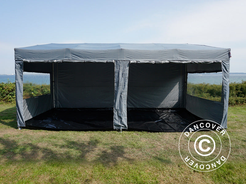 Foldetelt FleXtents PRO Trapezo 3x6m Grå, inkl. 4 sider