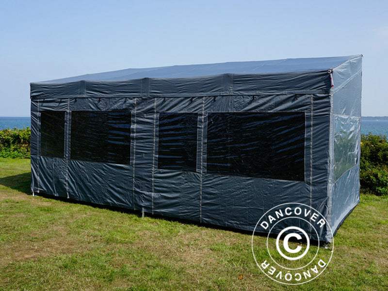 Foldetelt FleXtents PRO Trapezo 3x6m Grå, inkl. 4 sider