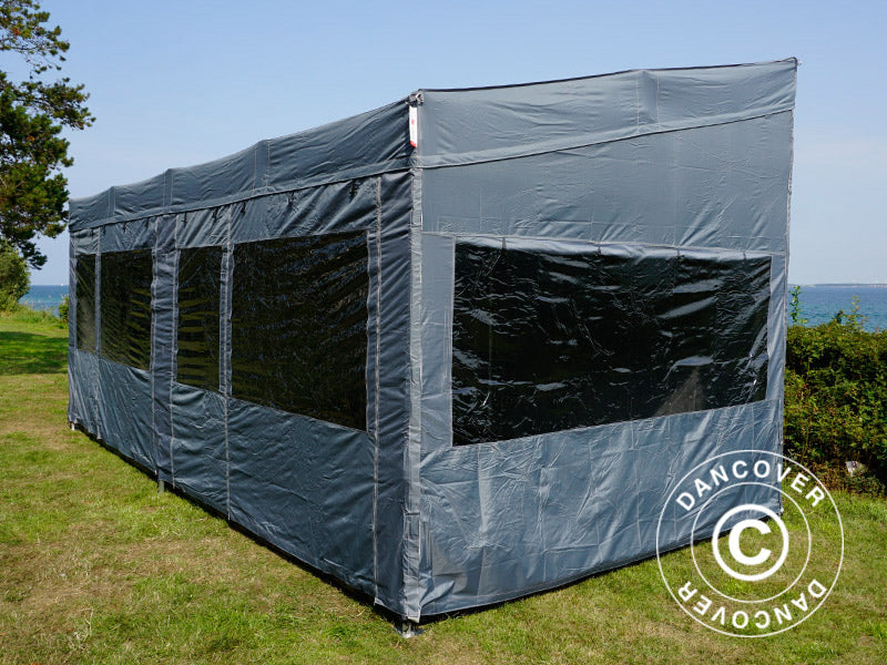 Foldetelt FleXtents PRO Trapezo 3x6m Grå, inkl. 4 sider