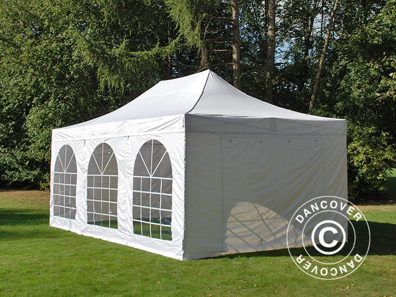 Foldetelt FleXtents PRO Vintage Style 4x6m Hvid, inkl. 8 sider