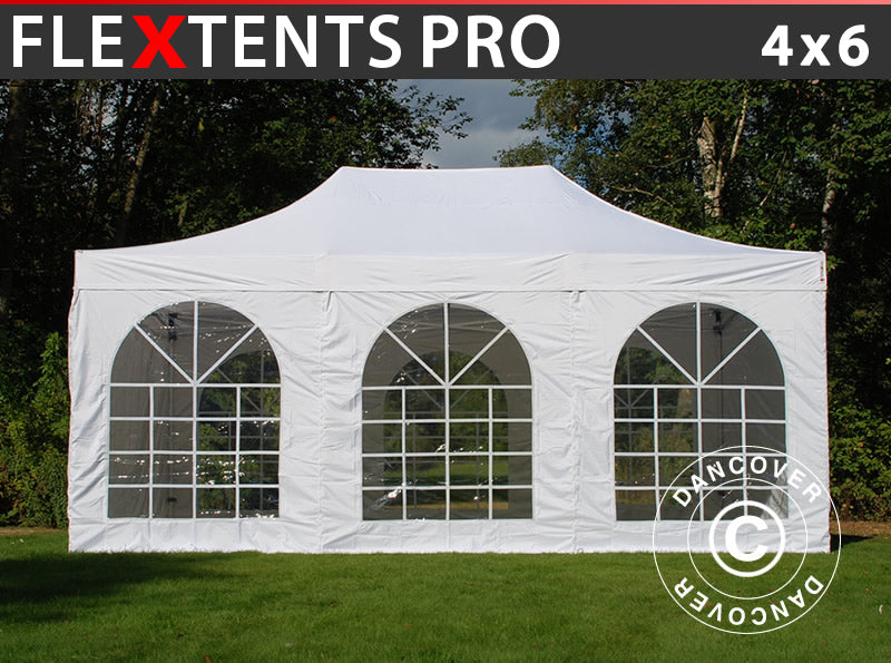 Foldetelt FleXtents PRO Vintage Style 4x6m Hvid, inkl. 8 sider
