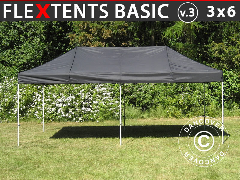 Foldetelt FleXtents Basic v.3, 3x6m Sort