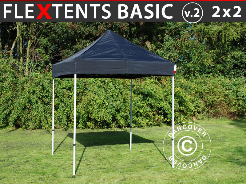 Foldetelt FleXtents Basic v.2, 2x2m Sort