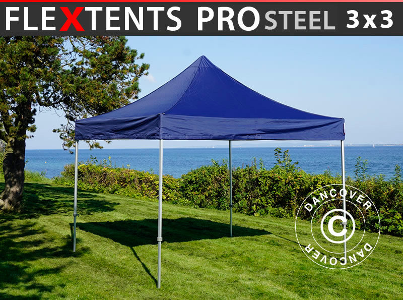 Foldetelt FleXtents PRO Steel 3x3m Mørk blå