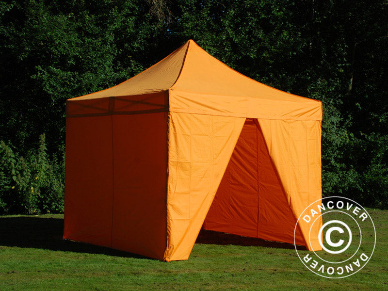 Foldetelt FleXtents PRO Steel 3x3m Orange, inkl. 4 sider
