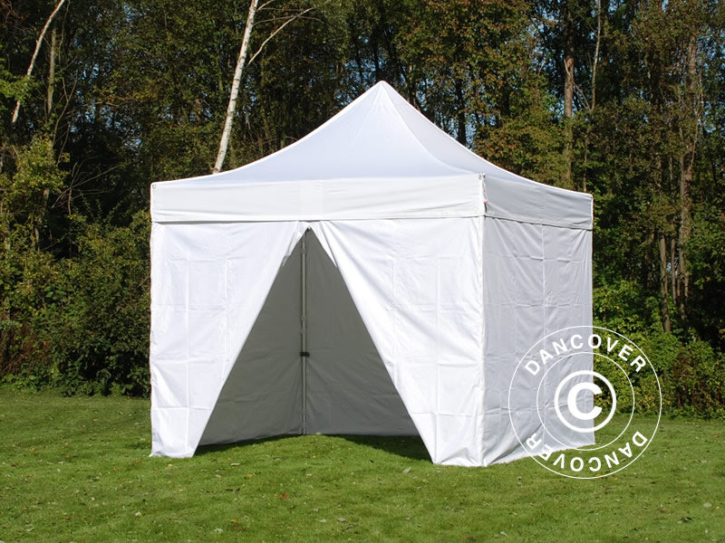 Foldetelt FleXtents PRO Steel 3x3m Hvid, Brandhæmmende, inkl. 4 sider